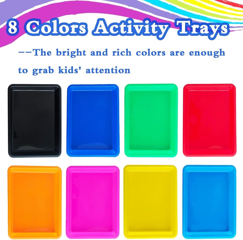 Bvrbaory 10 Pack Plastic Art Trays: 8 Color Sensory Trays for Kids Crafts & DIY Projects - Image 4